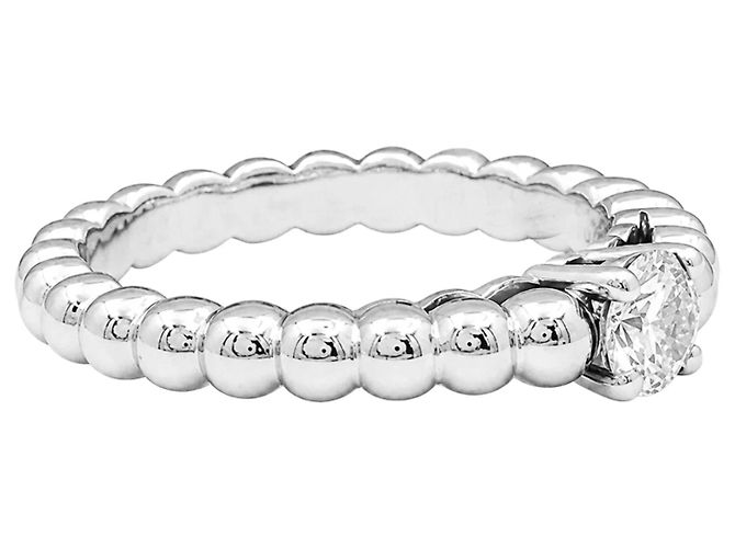 Van Cleef & Arpels Solitärring, "Perlée", Weißgold und Diamant. - Ansicht 4