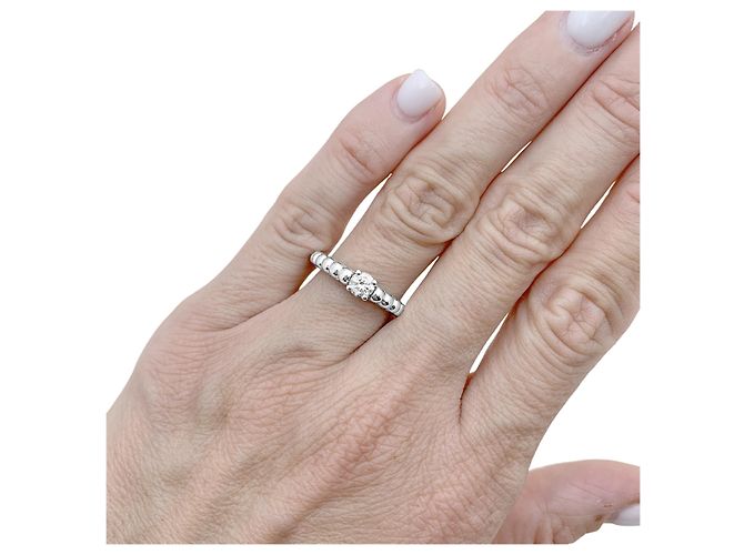 Van Cleef & Arpels Solitärring, "Perlée", Weißgold und Diamant. - Ansicht 5