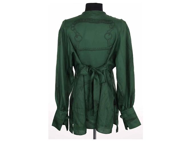 Blusa de seda Hermès verde - vista 4