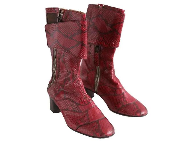 Botas Chloé burdeos de piel exótica - vista 3