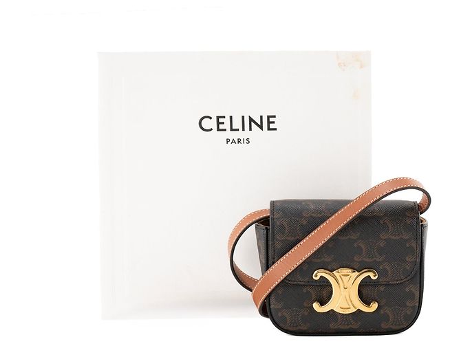 Céline CELINE - Borsa a tracolla Claude Triomphe mini Celine in tela rivestita monogram Triomphe - vista 9