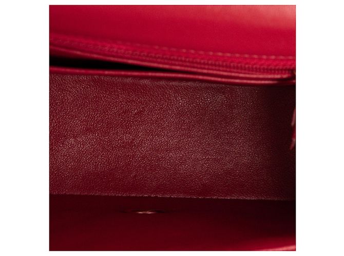 CHANEL - Borsa a tracolla Classique/Timeless Mini Square Chanel in pelle liscia rosso lampone - vista 7