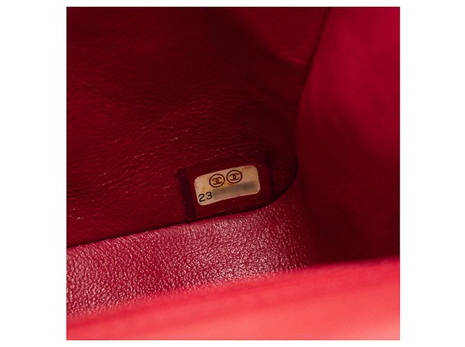 CHANEL - Borsa a tracolla Classique/Timeless Mini Square Chanel in pelle liscia rosso lampone - vista 8