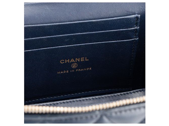 CHANEL - Borsa a tracolla Vanity Top Handle in pelle liscia blu navy - vista 7
