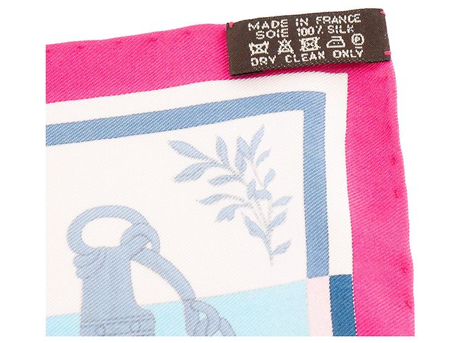 HERMÈS - Gavroche 45 Belle Cavalerie Hermès in seta rosa e blu - vista 4