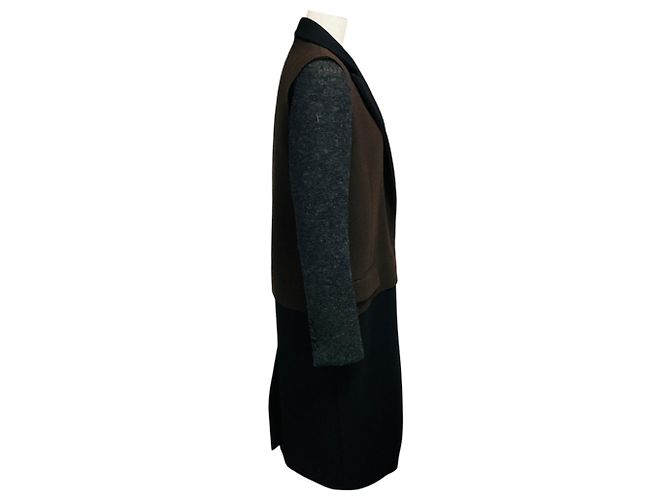 Lanvin Wollmantel Braun / Schwarz / Anthrazitgrau - Ansicht 2