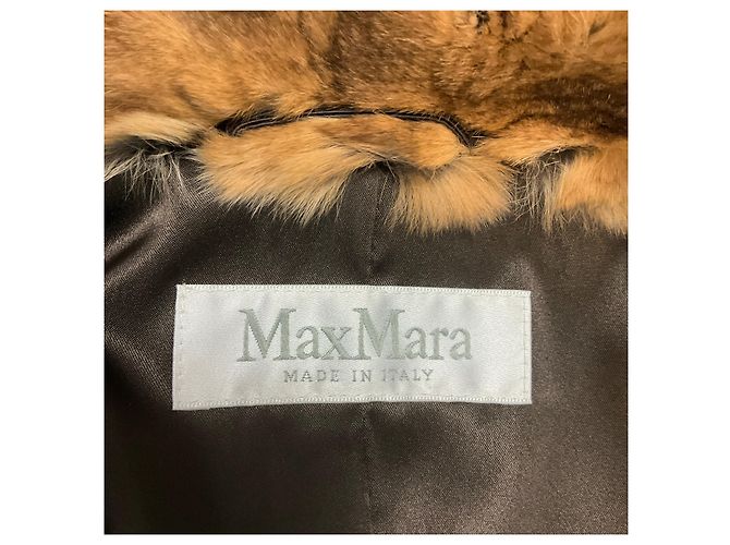Chaleco Max Mara de piel de conejo y lana marrón - vista 4