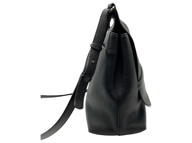 Borsa a tracolla Sideby in pelle martellata nera The Row - vista 2
