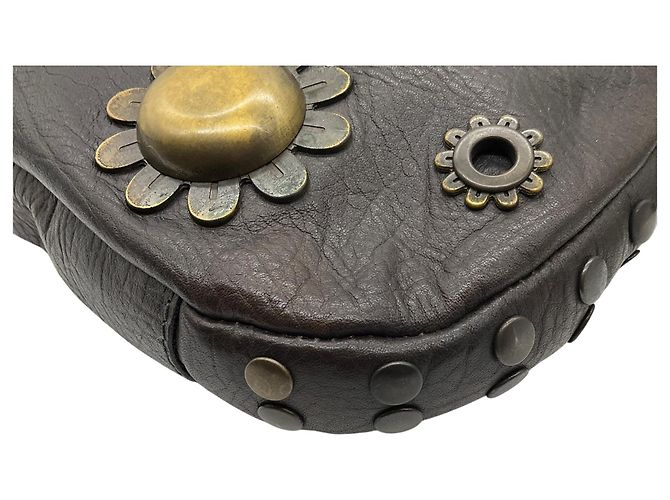 Borsa a tracolla Marni in pelle marrone con occhielli - vista 4