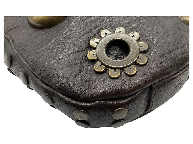 Borsa a tracolla Marni in pelle marrone con occhielli - vista 5
