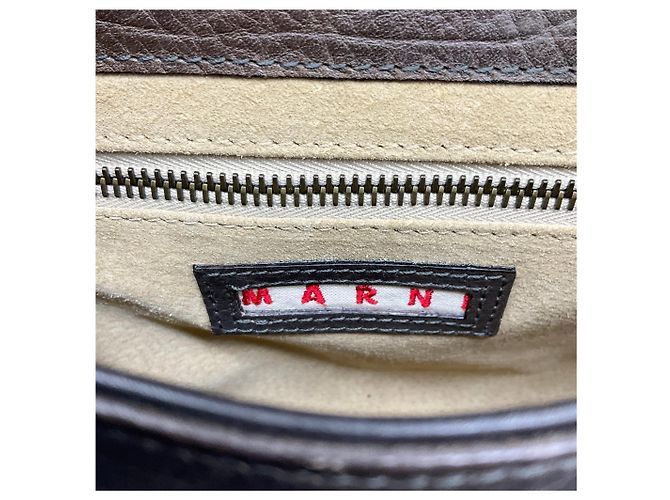 Borsa a tracolla Marni in pelle marrone con occhielli - vista 6