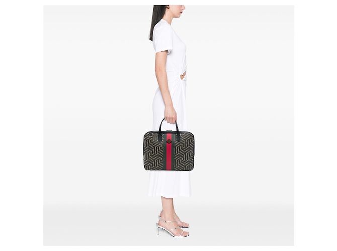 Borsetta Business Gucci GG Supreme Caleido Web Beige - vista 6