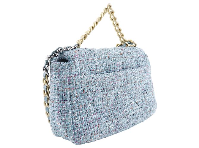 Borsa Chanel 19 Flap Medium in Tweed Blu - vista 3