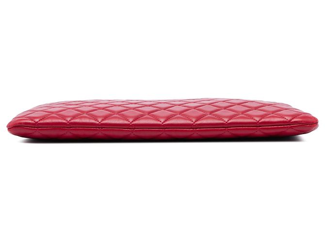 Clutch Chanel Large Quilted Lambskin O Case Rossa - vista 3