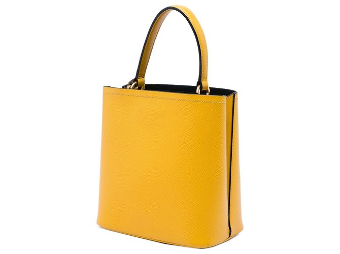 Prada Medium Saffiano Cuir Panier Beuteltasche Gelb - Ansicht 2