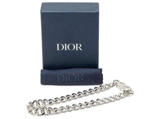 Collana a catena Dior in ottone con icona CD argentata - vista 6