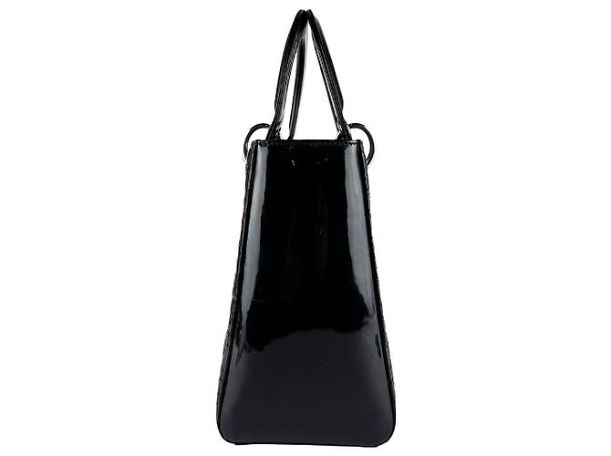 Borsa Lady Dior Medium in pelle vernice Cannage Nera - vista 14