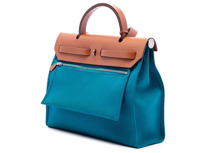 Borsa Hermès Toile Herbag Zip 31 Blu - vista 2