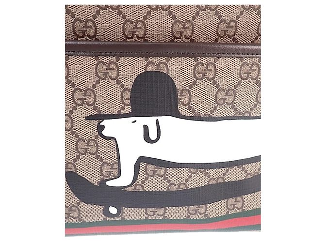Zainetto per bambini Gucci GG Supreme Web Dog Beige - vista 10
