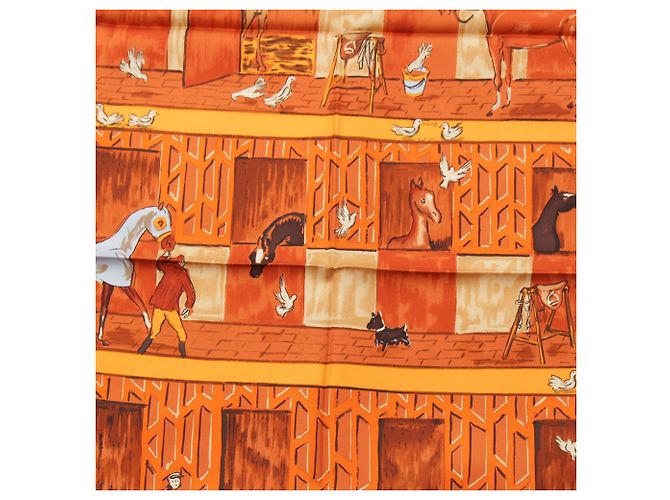 Foulard di seta Hermès Les Boxes 90 Arancione - vista 2