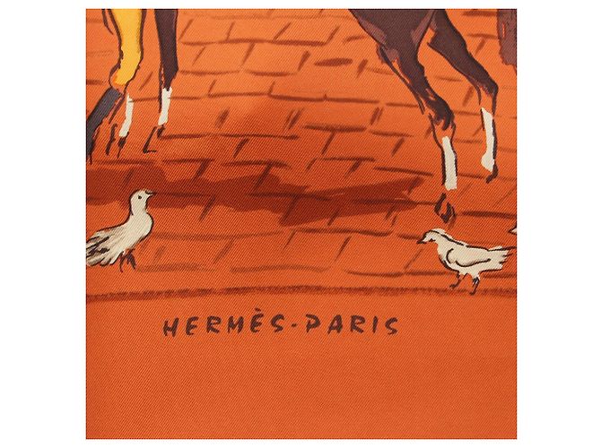 Foulard di seta Hermès Les Boxes 90 Arancione - vista 3