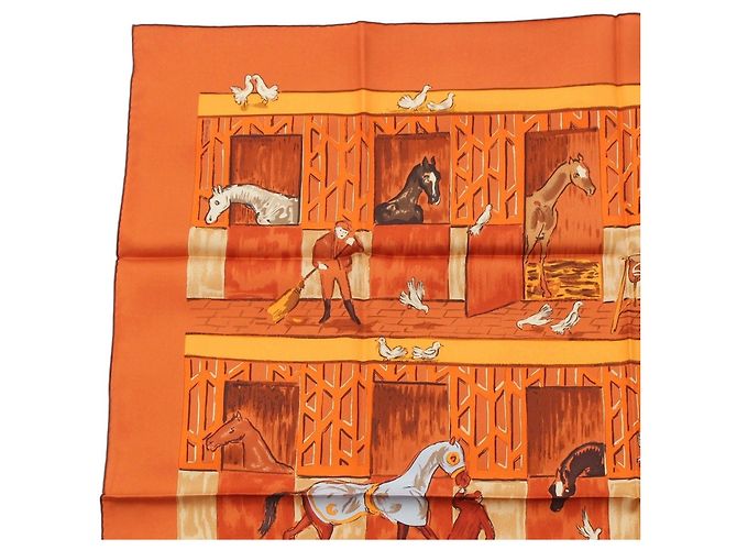 Foulard di seta Hermès Les Boxes 90 Arancione - vista 5