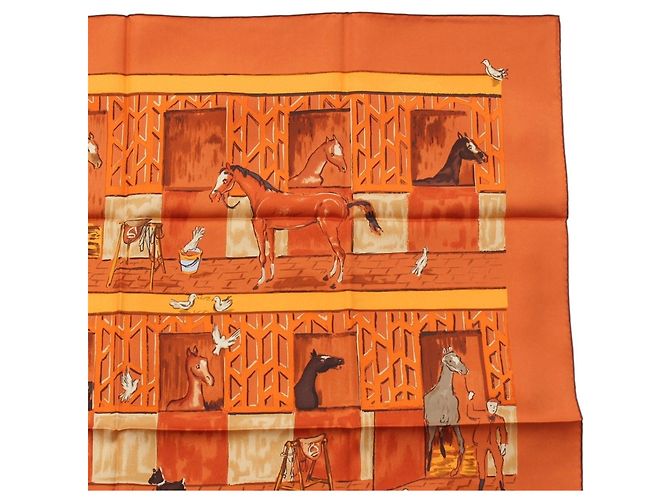 Foulard di seta Hermès Les Boxes 90 Arancione - vista 6