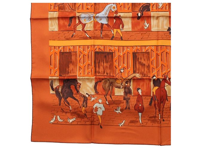 Foulard di seta Hermès Les Boxes 90 Arancione - vista 7