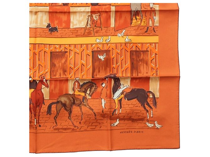 Foulard di seta Hermès Les Boxes 90 Arancione - vista 8