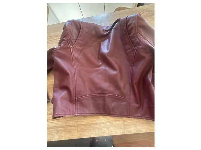 Maje Lederjacke in Bordeauxrot - Ansicht 10