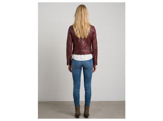 Maje Lederjacke in Bordeauxrot - Ansicht 5