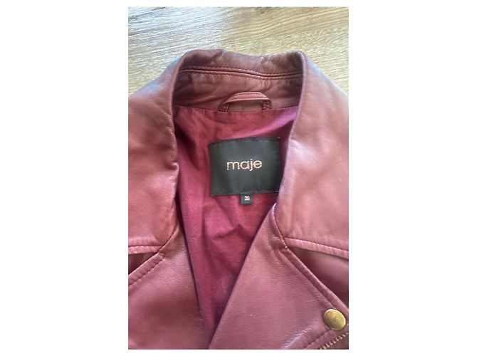 Maje Lederjacke in Bordeauxrot - Ansicht 6