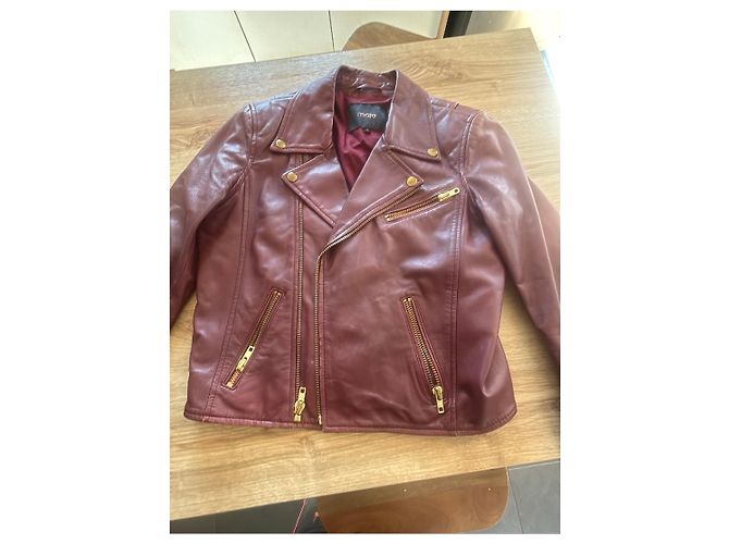 Maje Lederjacke in Bordeauxrot - Ansicht 9