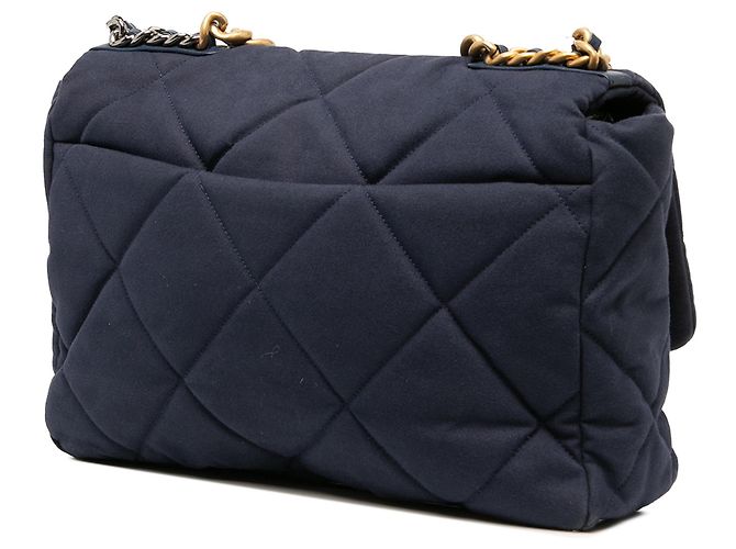 Borsa Chanel Maxi Canvas 19 Flap Satchel Blu - vista 2