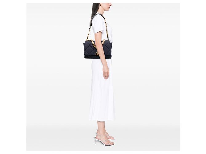 Borsa Chanel Maxi Canvas 19 Flap Satchel Blu - vista 5