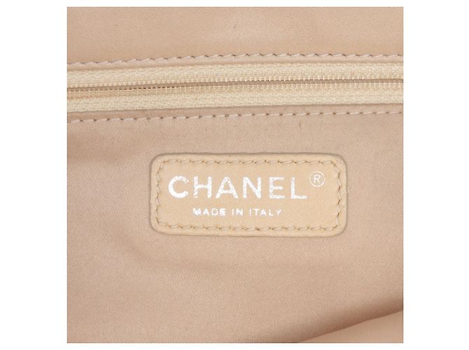 Borsa a tracolla Chanel CC in raso beige trapuntata con paillettes - vista 5