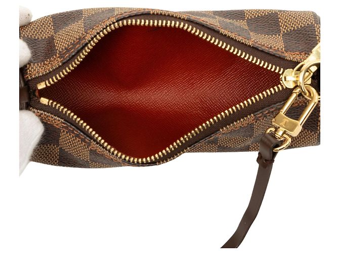 Borsa a mano Louis Vuitton Damier Ebene Papillon Pochette Marrone - vista 4