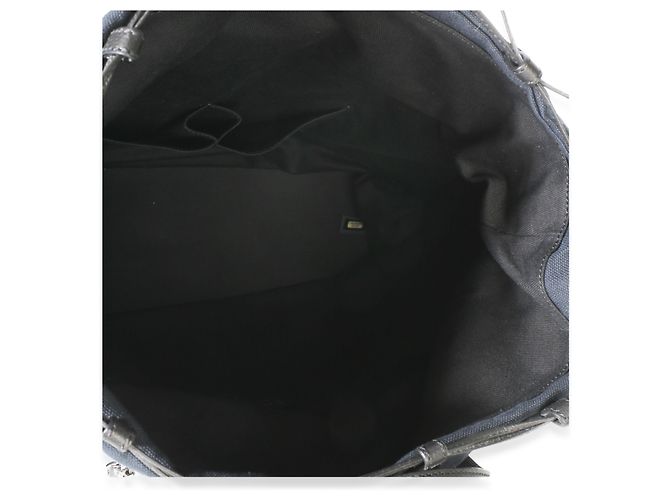 Borsa shopping espandibile Chanel in rafia blu navy CC - vista 5