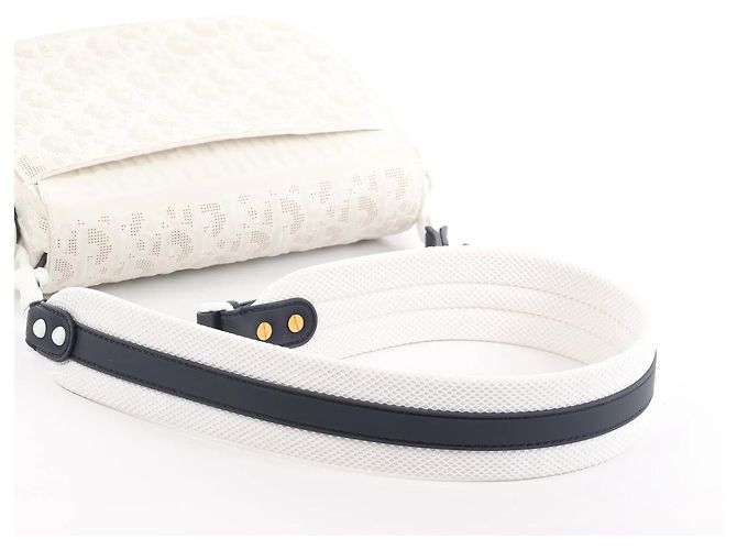 Borsa a tracolla Dior Bobby Small Oblique in pelle Bianco x Blu Navy - vista 12