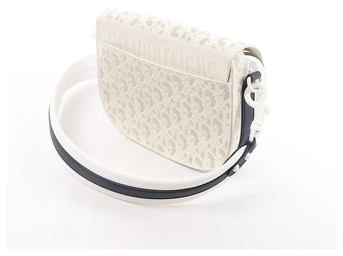 Borsa a tracolla Dior Bobby Small Oblique in pelle Bianco x Blu Navy - vista 3
