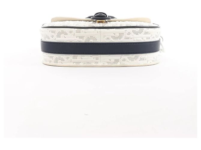 Borsa a tracolla Dior Bobby Small Oblique in pelle Bianco x Blu Navy - vista 4