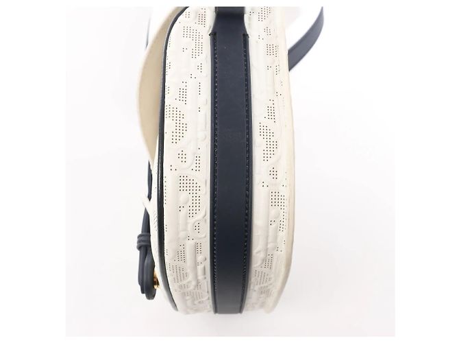 Borsa a tracolla Dior Bobby Small Oblique in pelle Bianco x Blu Navy - vista 5