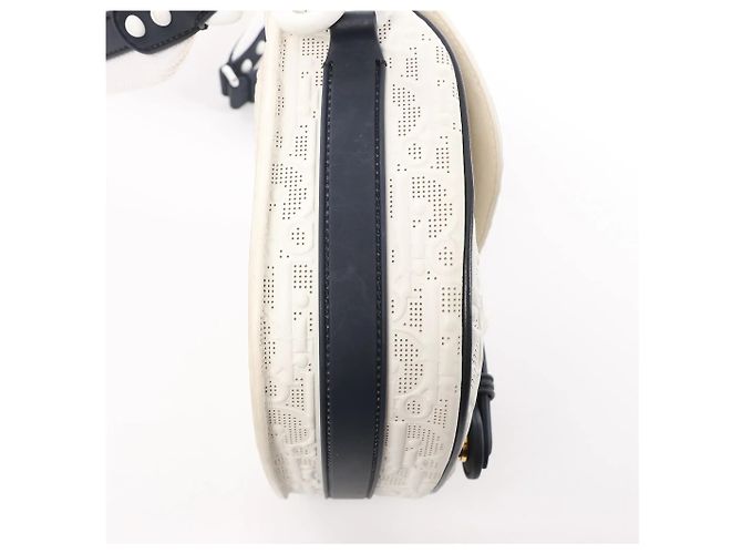 Borsa a tracolla Dior Bobby Small Oblique in pelle Bianco x Blu Navy - vista 6
