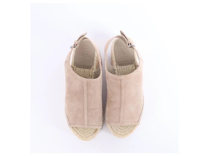 Sandali Espadrilles Hermès con zeppa in camoscio Beige SL221030Z, Taglia EU 37 - vista 7