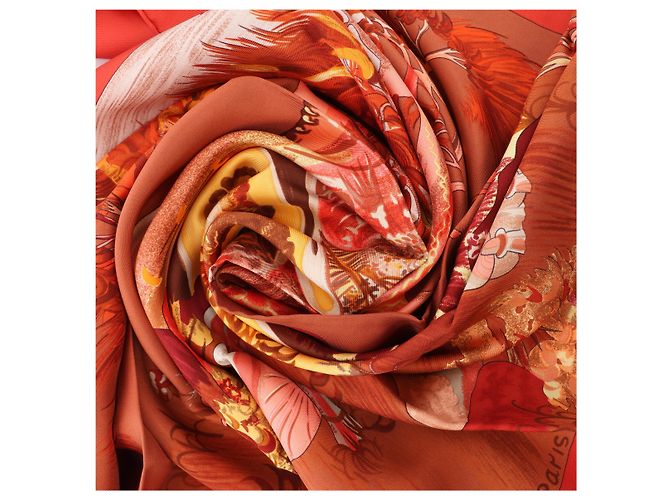 Hermès Carré 90 "Kuggor Tree" Seidentuch in Rot - Ansicht 14