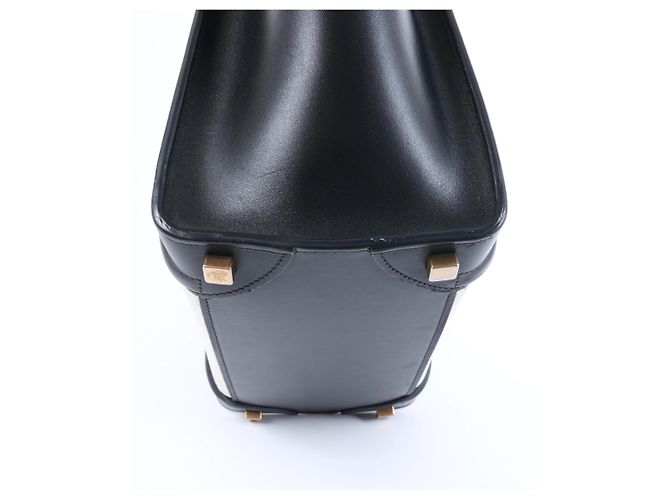 Céline Borsa a mano Celine Luggage Micro in pelle Nero x Bianco - vista 13
