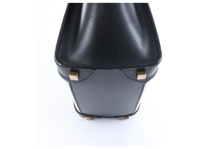 Céline Borsa a mano Celine Luggage Micro in pelle Nero x Bianco - vista 14