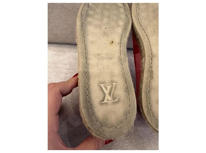 Louis Vuitton espadrillas in tela rosa e arancione - vista 10