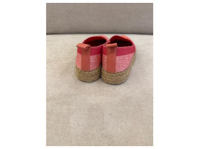 Louis Vuitton espadrillas in tela rosa e arancione - vista 5
