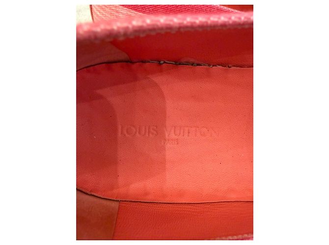 Louis Vuitton espadrillas in tela rosa e arancione - vista 8